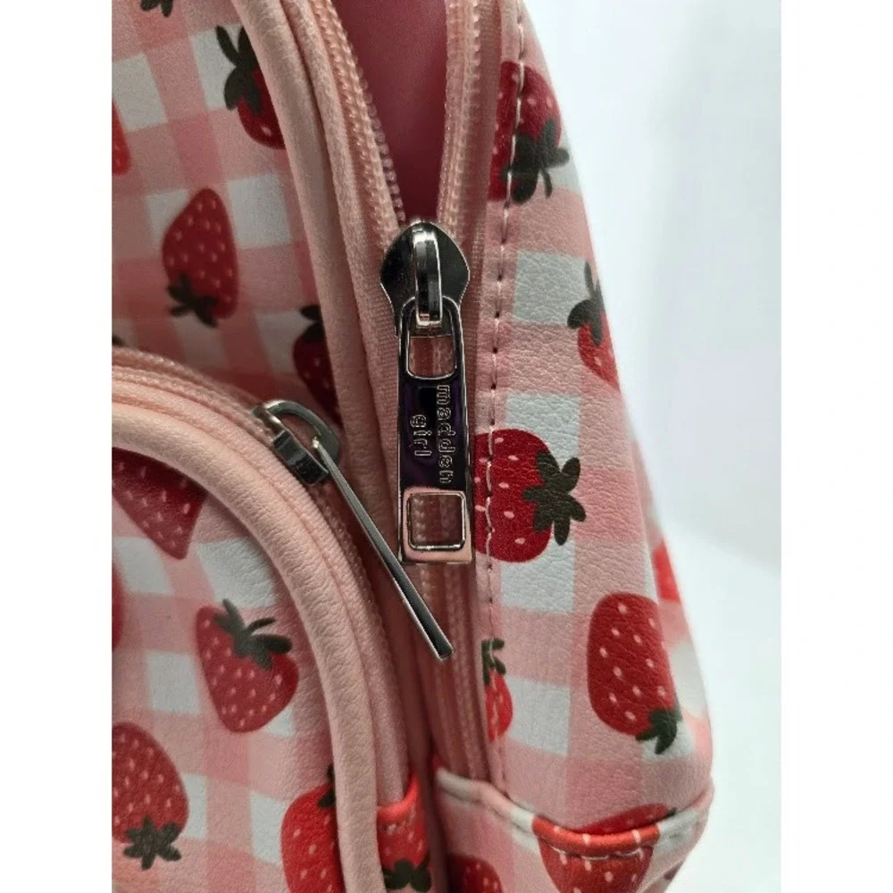 Madden Girl Mini Backpack & Coin purse Key chain Pink Strawberry Gingham
